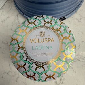 Voluspa Laguna Candle with Gold and Green Design